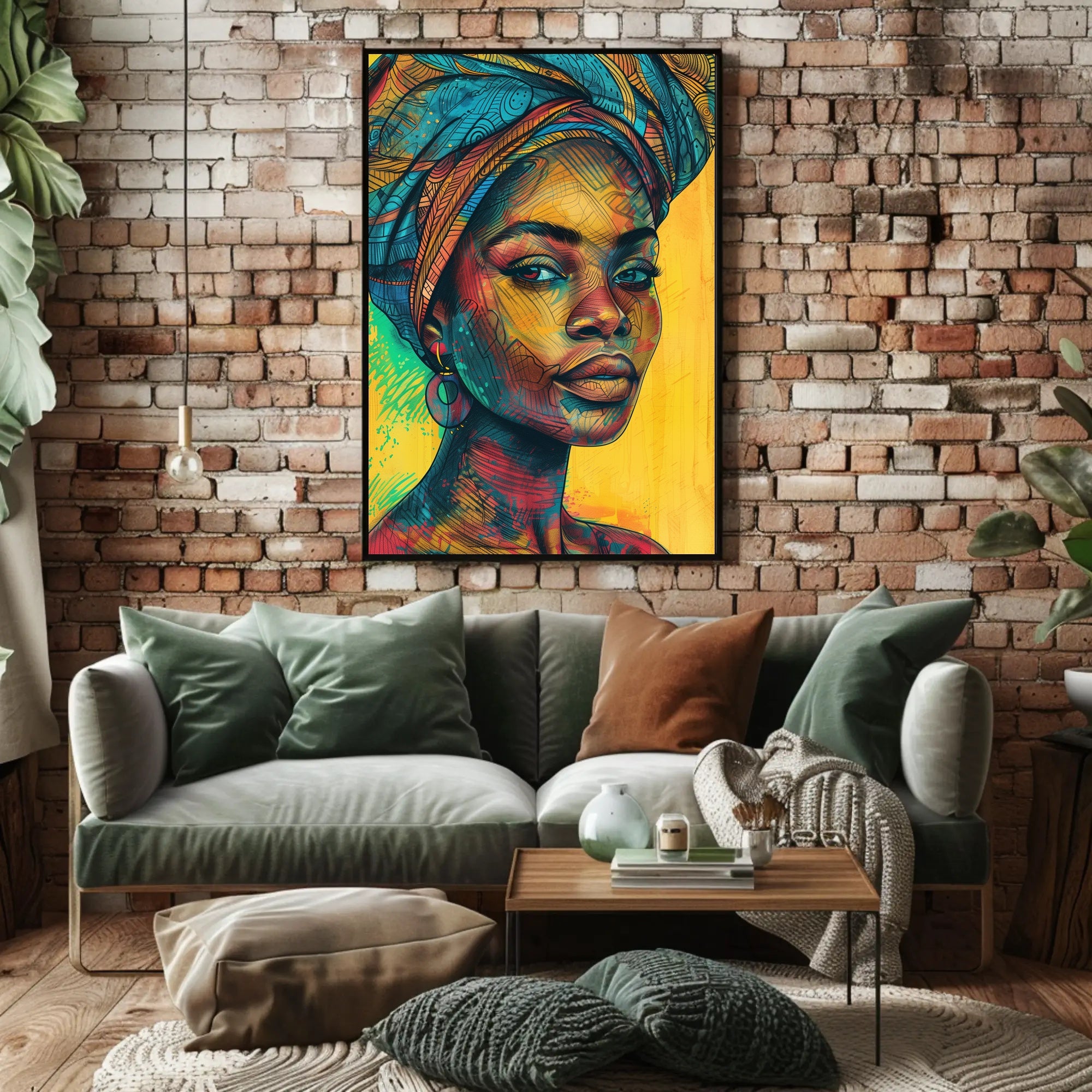 Vibrant Afro-Inspired Woman Portrait Cultural Poster PosterGoat