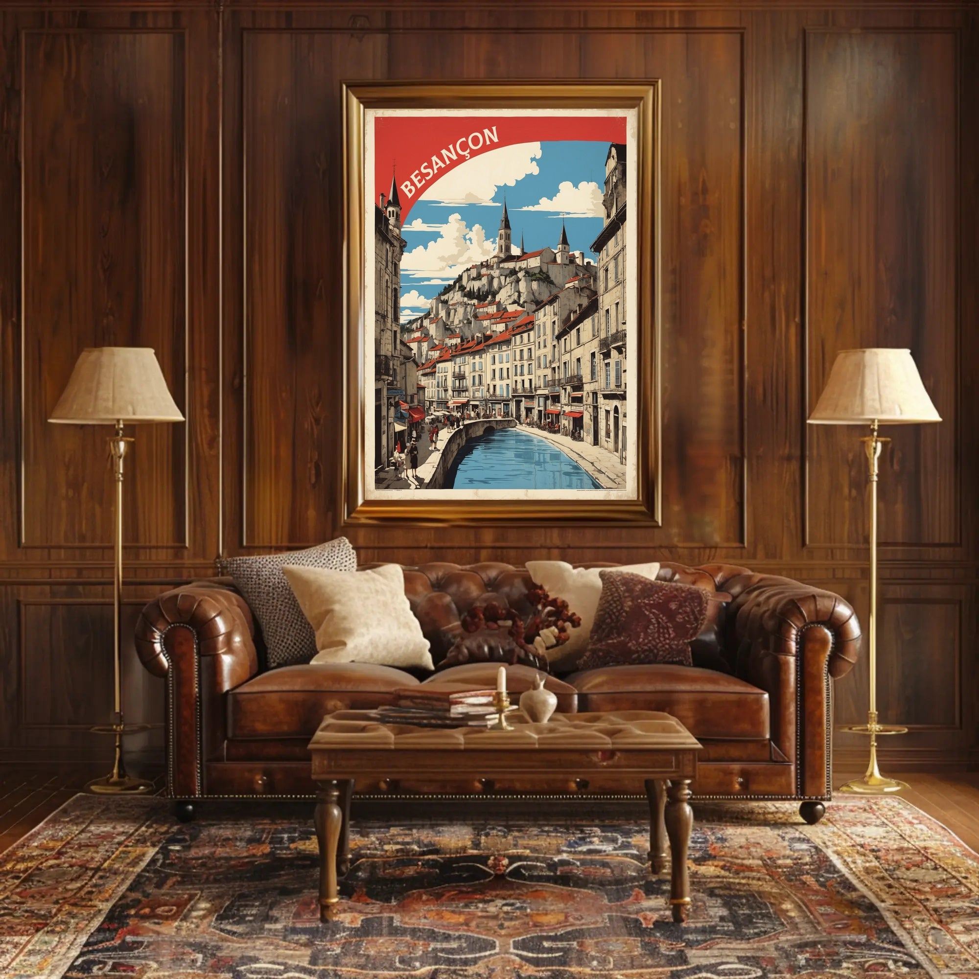Vibrant Besançon Travel Poster with Nostalgic Mid-Century Style PosterGoat
