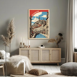 Vibrant Besançon Travel Poster with Nostalgic Mid-Century Style PosterGoat
