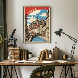 Vibrant Besançon Travel Poster with Nostalgic Mid-Century Style PosterGoat
