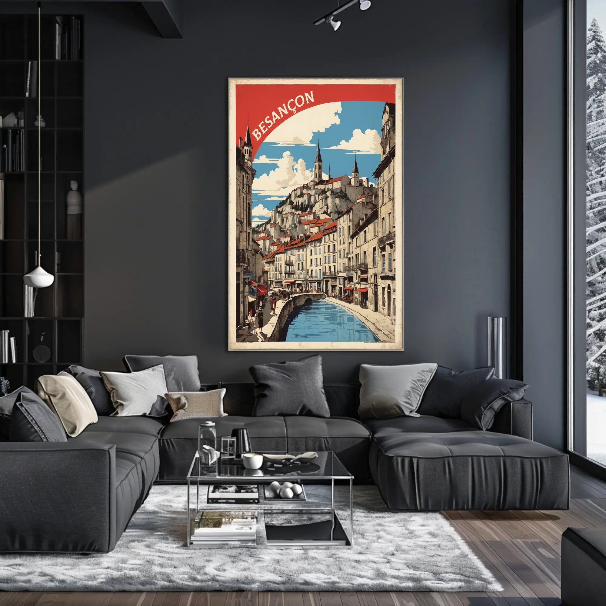 Vibrant Besançon Travel Poster with Nostalgic Mid-Century Style PosterGoat