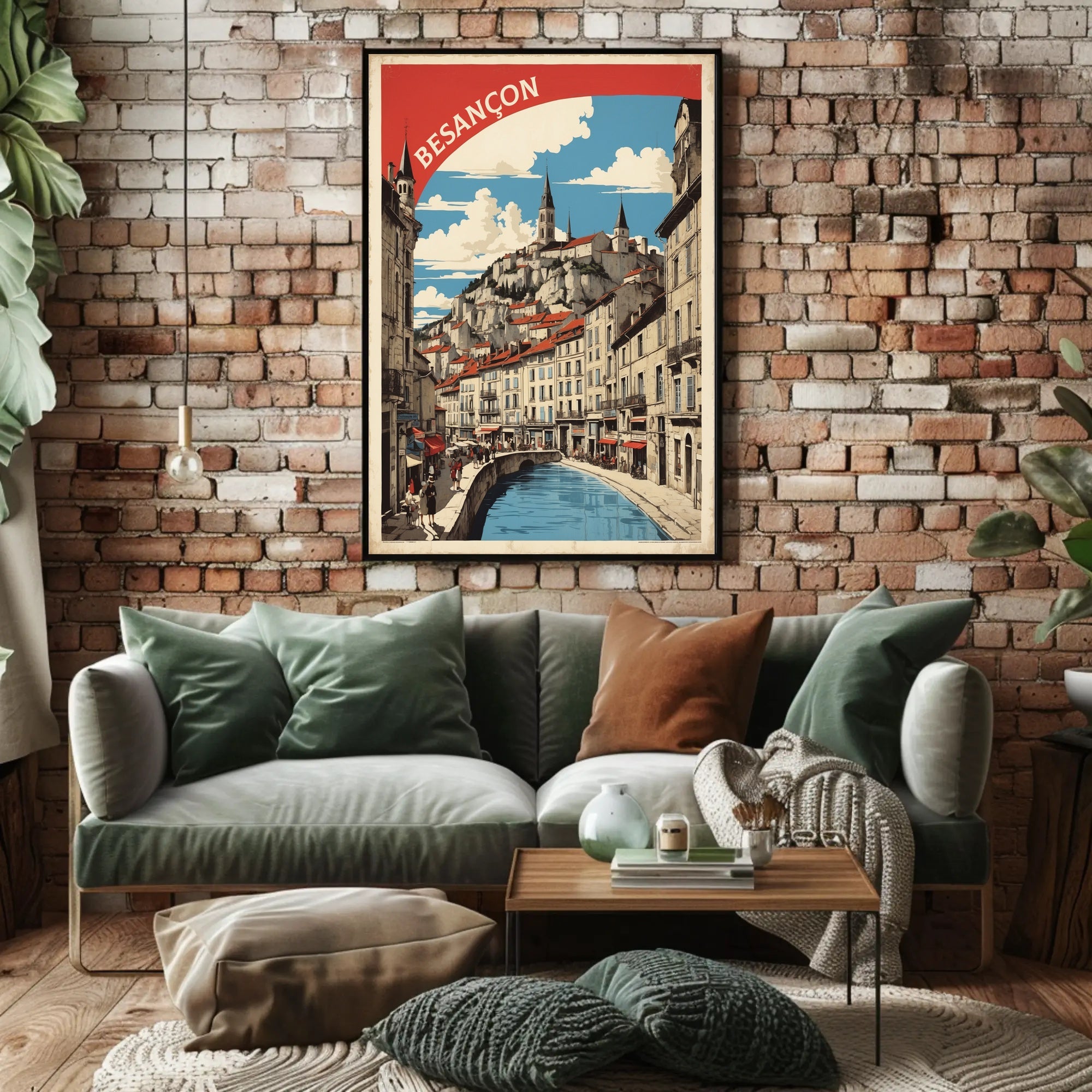 Vibrant Besançon Travel Poster with Nostalgic Mid-Century Style PosterGoat