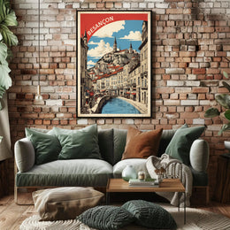 Vibrant Besançon Travel Poster with Nostalgic Mid-Century Style PosterGoat