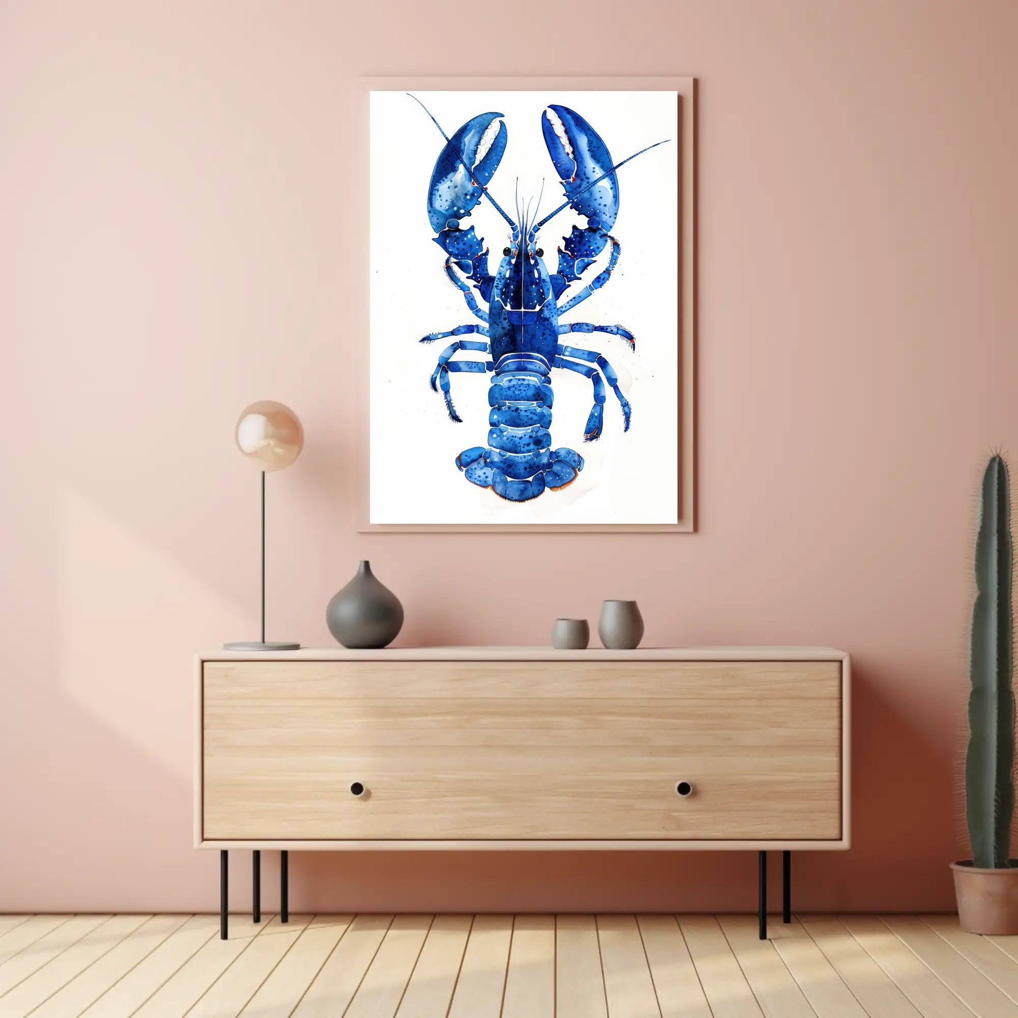 Vibrant Blue Lobster Art Print: Artistic Poster PosterGoat