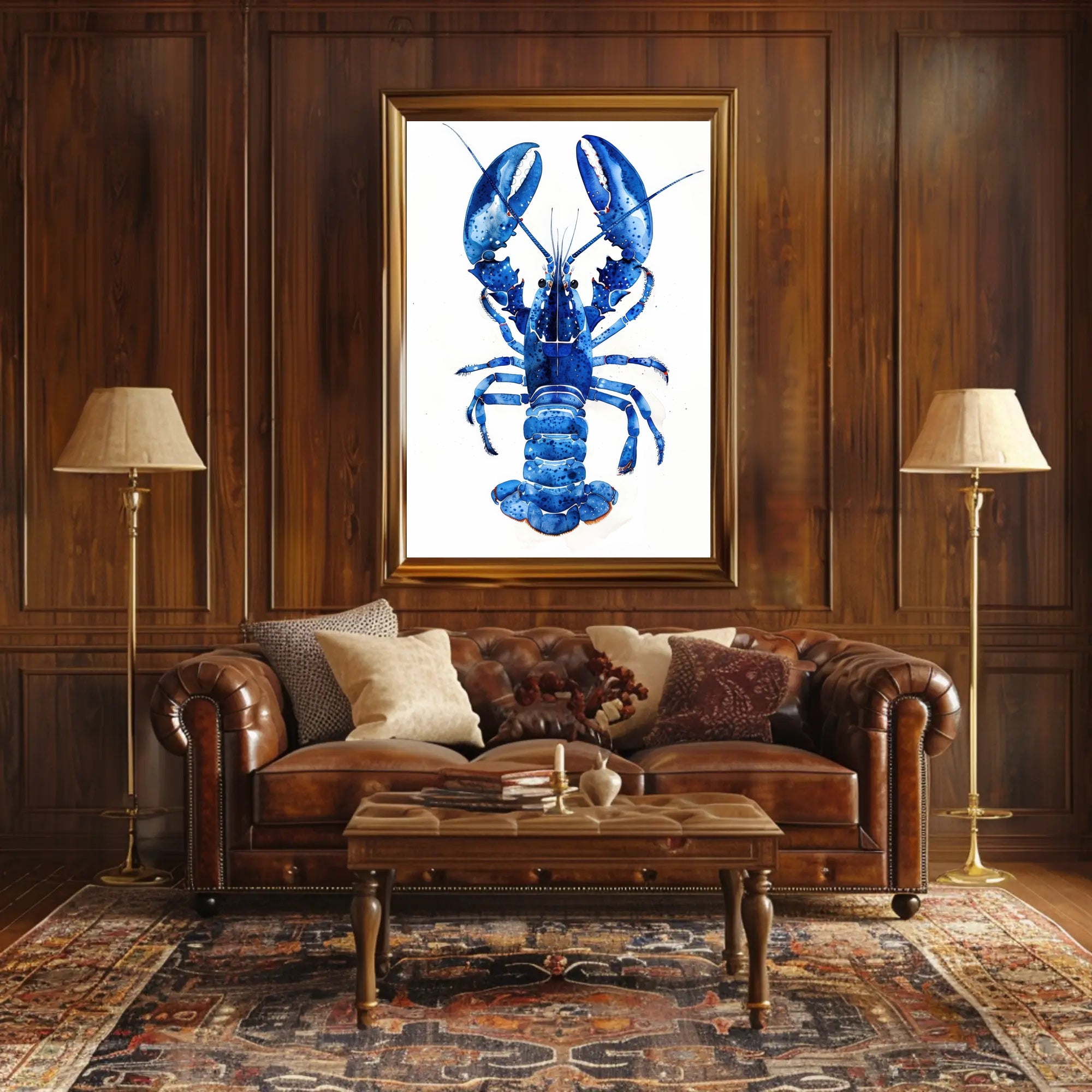 Vibrant Blue Lobster Art Print: Artistic Poster PosterGoat
