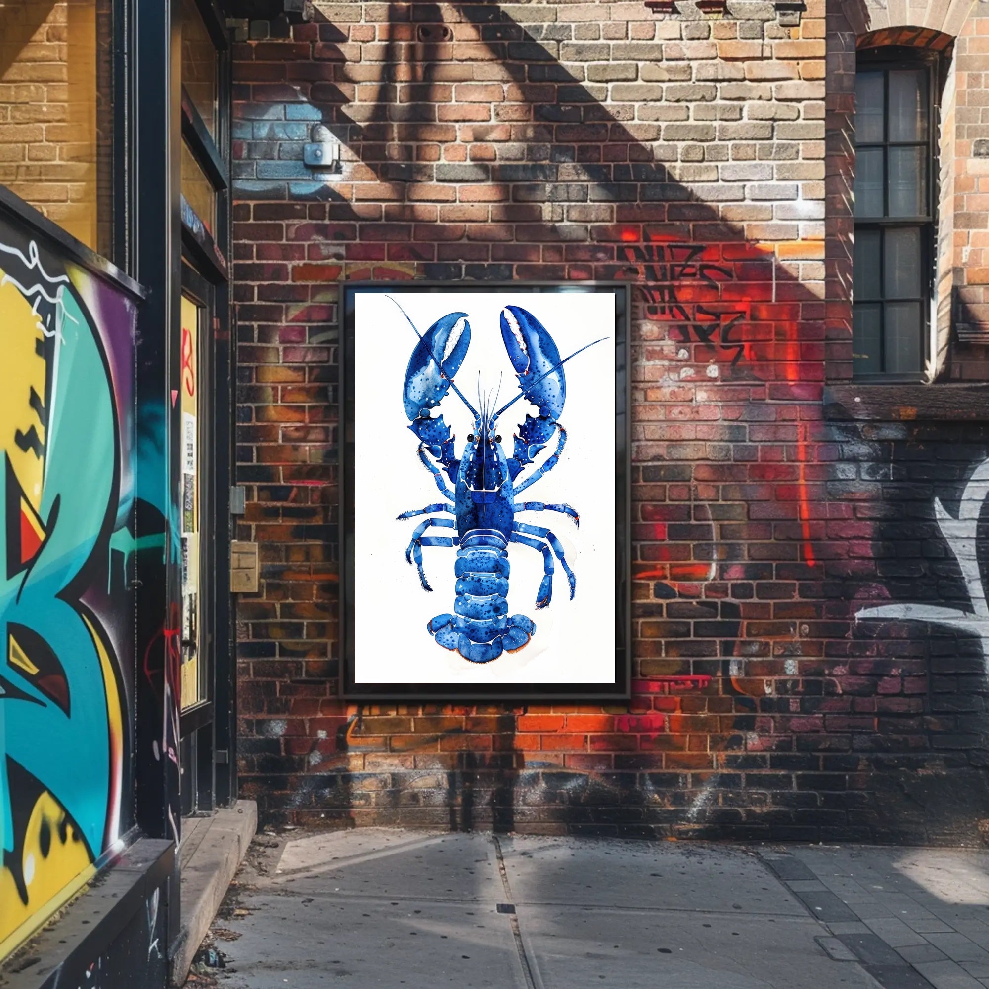 Vibrant Blue Lobster Art Print: Artistic Poster PosterGoat