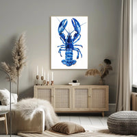 Vibrant Blue Lobster Art Print: Artistic Poster PosterGoat