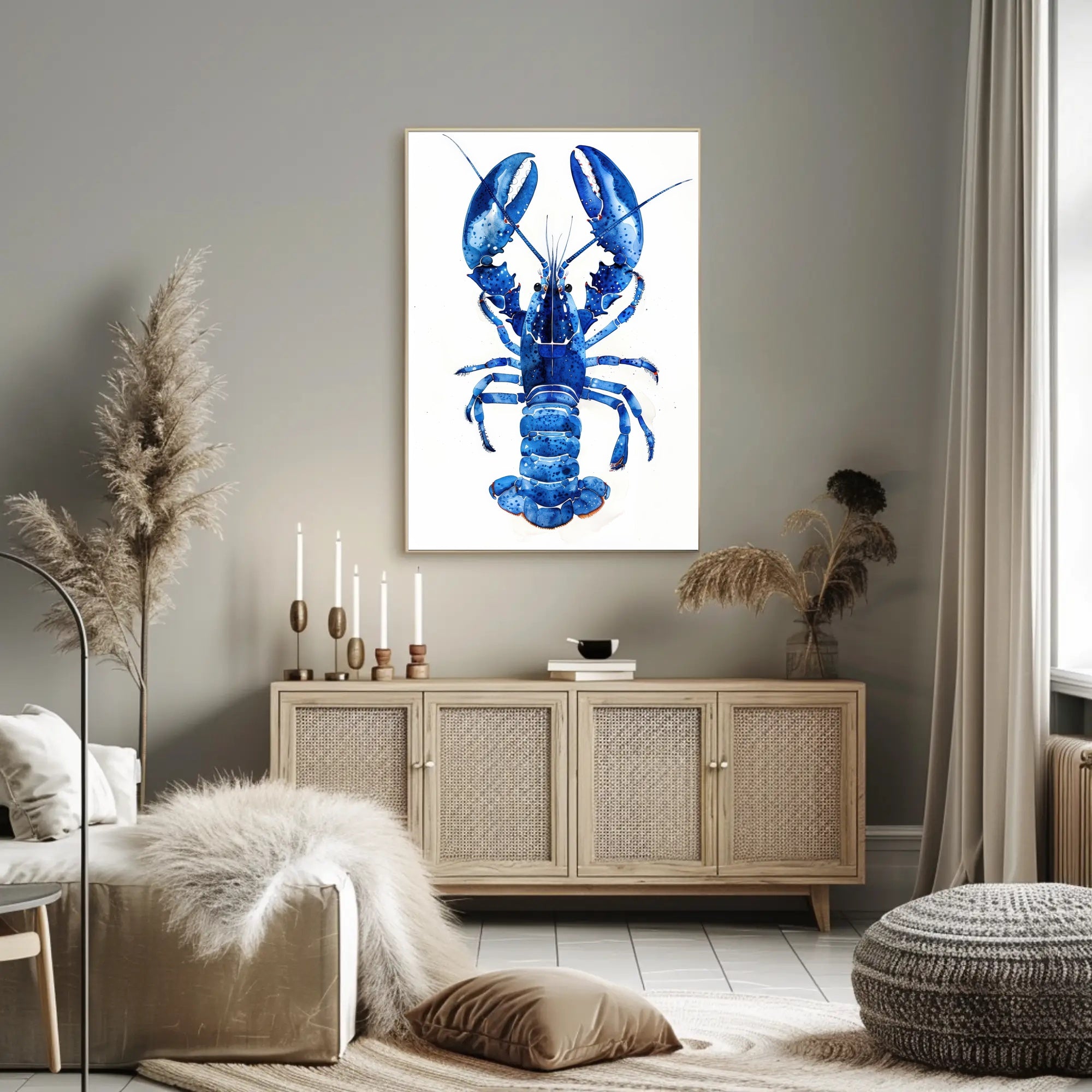 Vibrant Blue Lobster Art Print: Artistic Poster PosterGoat