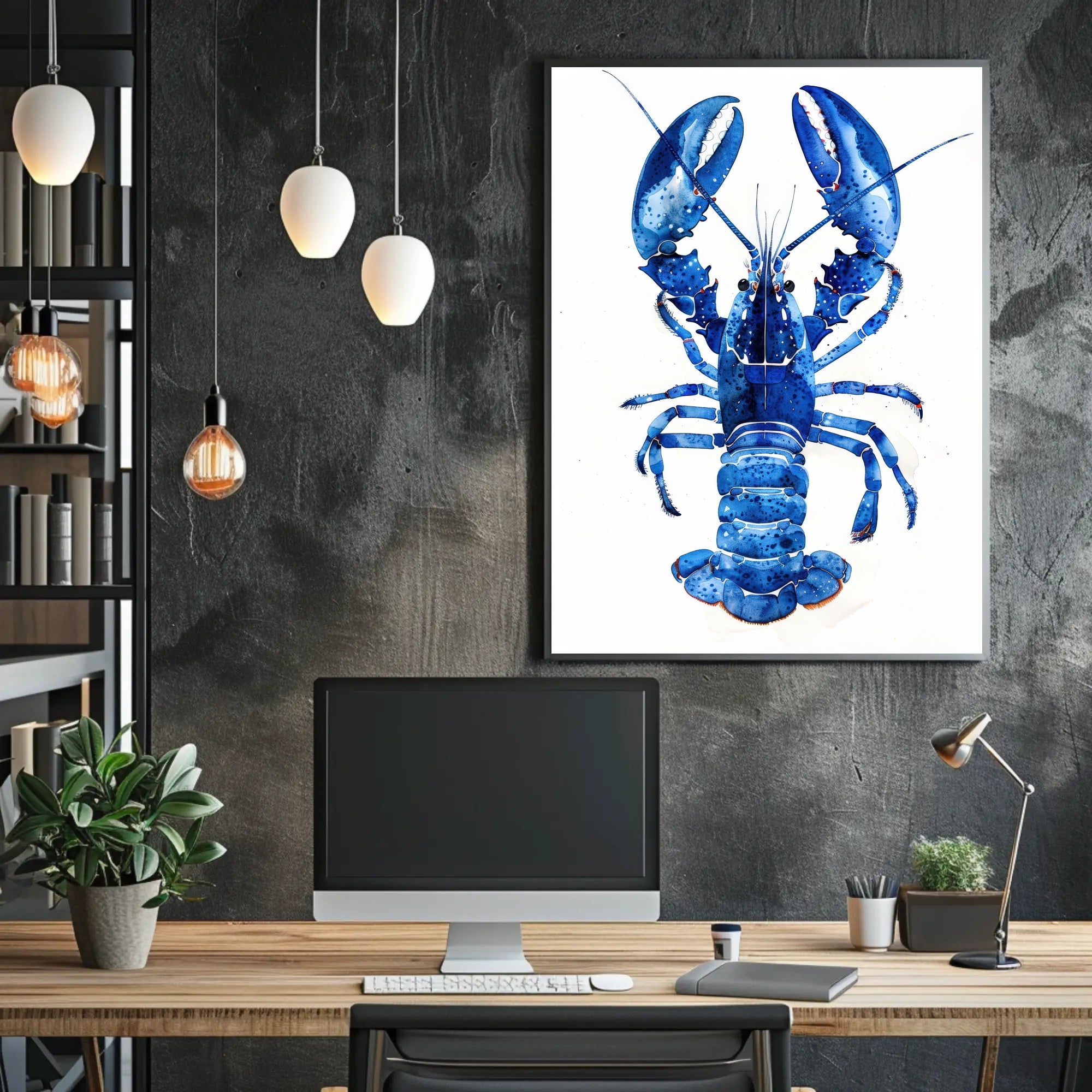 Vibrant Blue Lobster Art Print: Artistic Poster PosterGoat