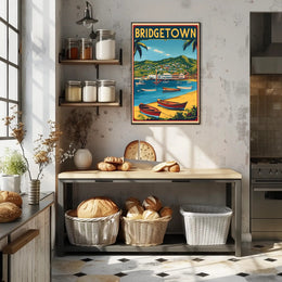 Vibrant Caribbean Seaside Travel Poster PosterGoat