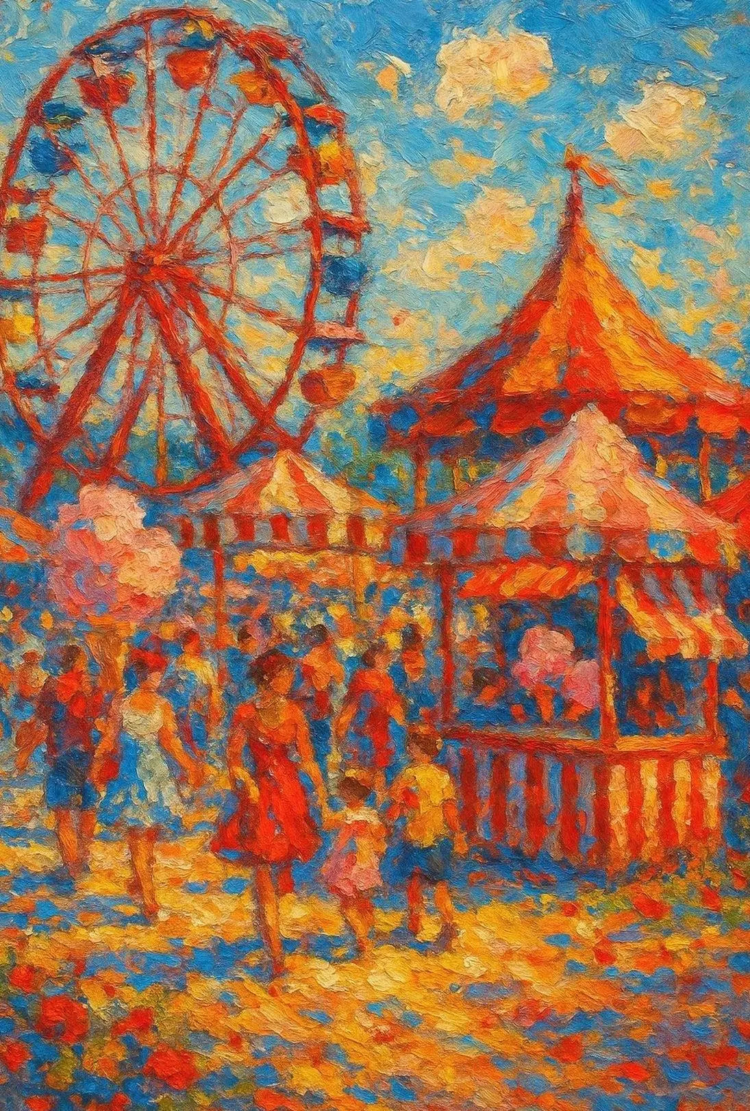 Vibrant Carnival Scene Vintage Impressionistic Artistic Poster PosterGoat