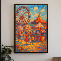 Vibrant Carnival Scene Vintage Impressionistic Artistic Poster PosterGoat