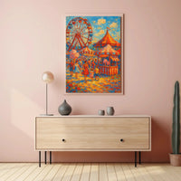 Vibrant Carnival Scene Vintage Impressionistic Artistic Poster PosterGoat