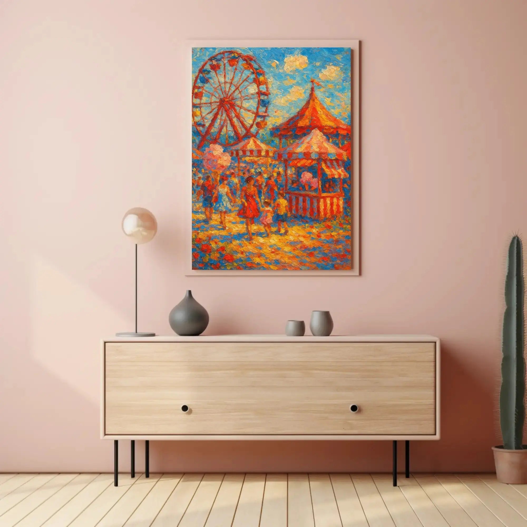 Vibrant Carnival Scene Vintage Impressionistic Artistic Poster PosterGoat