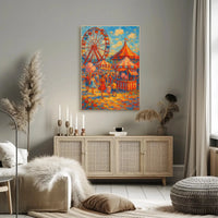 Vibrant Carnival Scene Vintage Impressionistic Artistic Poster PosterGoat