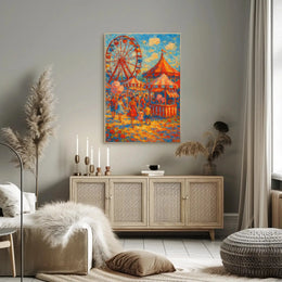 Vibrant Carnival Scene Vintage Impressionistic Artistic Poster PosterGoat