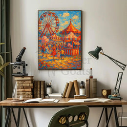 Vibrant Carnival Scene Vintage Impressionistic Artistic Poster PosterGoat