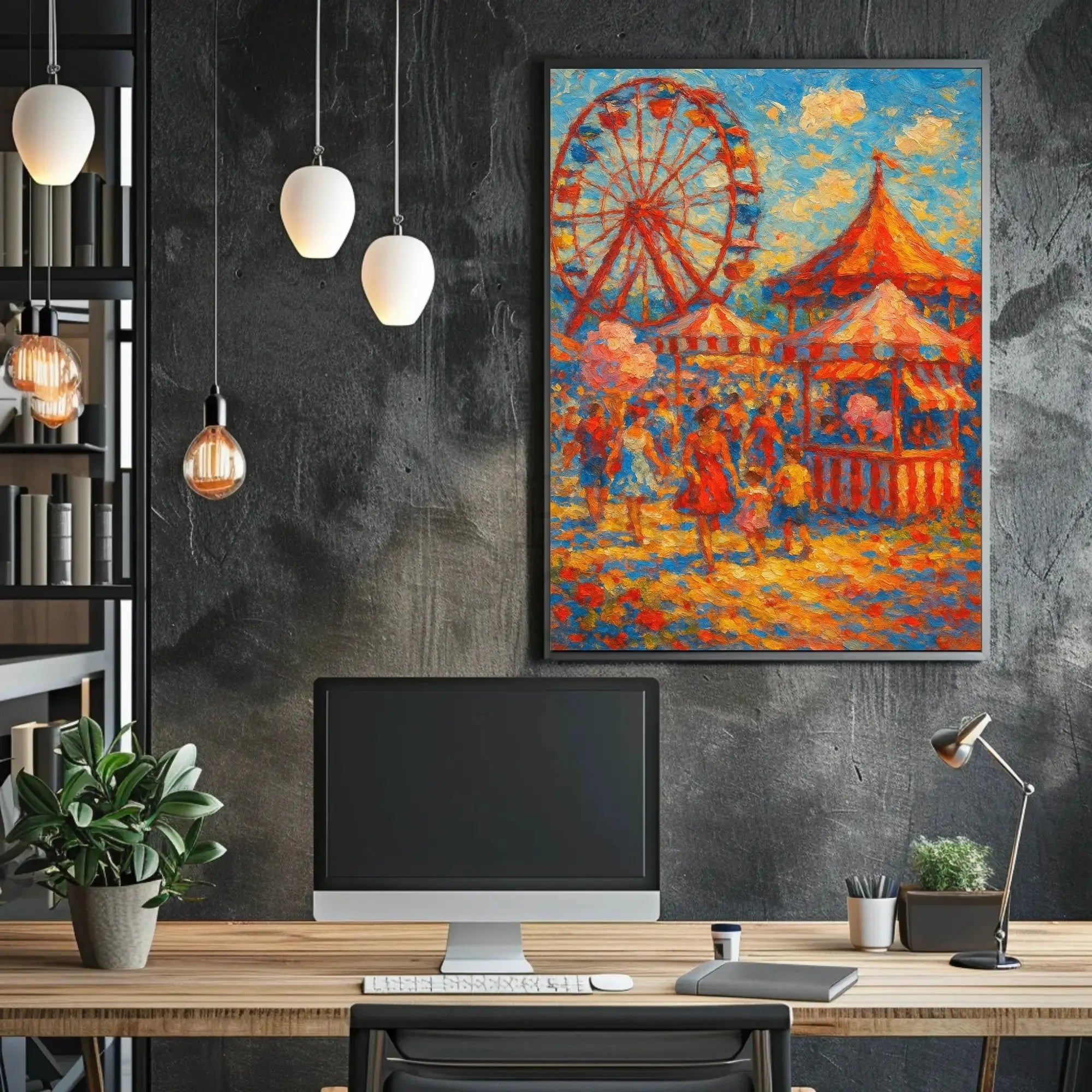 Vibrant Carnival Scene Vintage Impressionistic Artistic Poster PosterGoat
