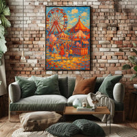 Vibrant Carnival Scene Vintage Impressionistic Artistic Poster PosterGoat