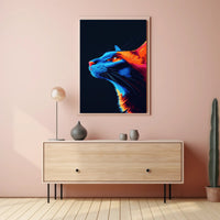 Vibrant Cat in Neon Colors Futuristic Sci-Fi Poster PosterGoat