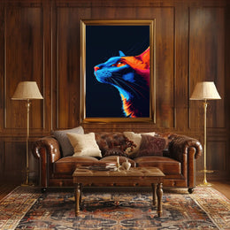 Vibrant Cat in Neon Colors Futuristic Sci-Fi Poster PosterGoat