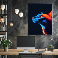 Vibrant Cat in Neon Colors Futuristic Sci-Fi Poster PosterGoat