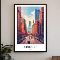 Vibrant Chicago Cityscape with Iconic Skyline Urban Poster PosterGoat