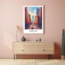 Vibrant Chicago Cityscape with Iconic Skyline Urban Poster PosterGoat