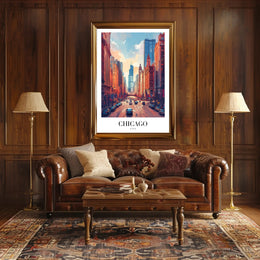 Vibrant Chicago Cityscape with Iconic Skyline Urban Poster PosterGoat