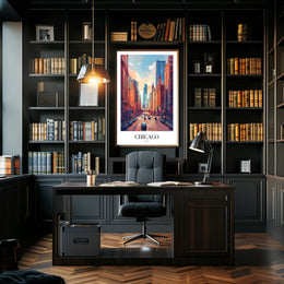 Vibrant Chicago Cityscape with Iconic Skyline Urban Poster PosterGoat