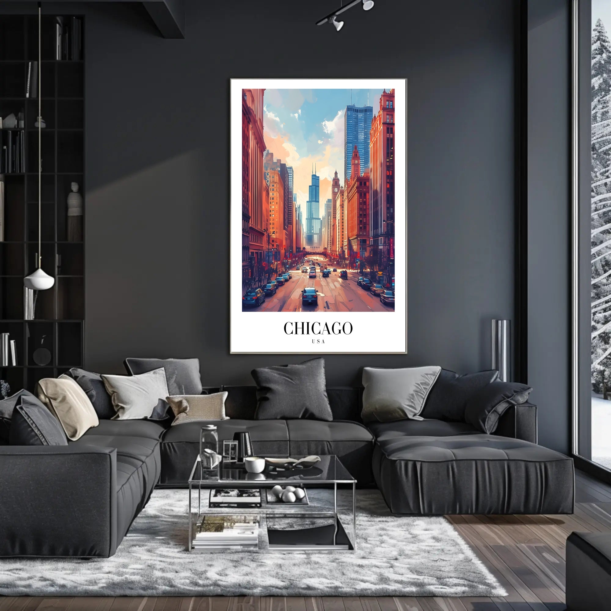Vibrant Chicago Cityscape with Iconic Skyline Urban Poster PosterGoat