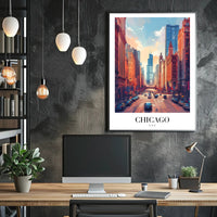 Vibrant Chicago Cityscape with Iconic Skyline Urban Poster PosterGoat