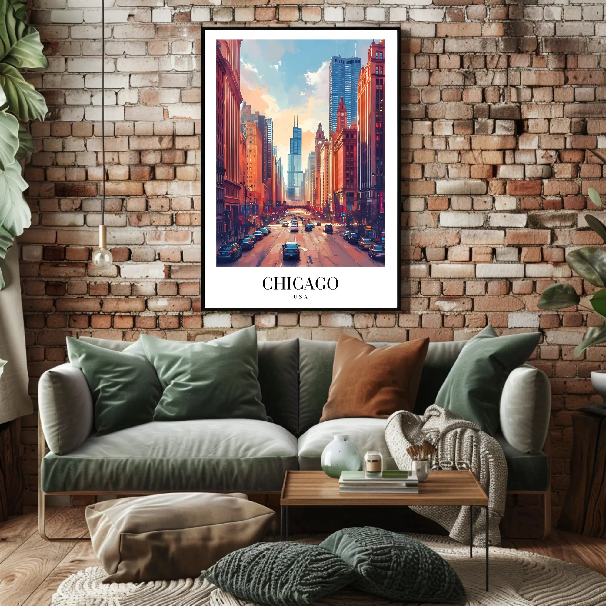 Vibrant Chicago Cityscape with Iconic Skyline Urban Poster PosterGoat