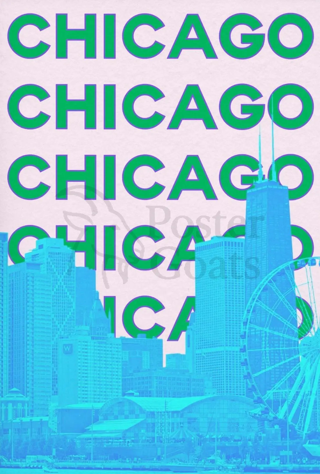 Vibrant Chicago Skyline Pop Art Travel Poster PosterGoat