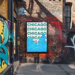 Vibrant Chicago Skyline Pop Art Travel Poster PosterGoat
