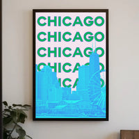 Vibrant Chicago Skyline Pop Art Travel Poster PosterGoat