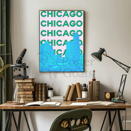 Vibrant Chicago Skyline Pop Art Travel Poster PosterGoat