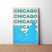 Vibrant Chicago Skyline Pop Art Travel Poster PosterGoat