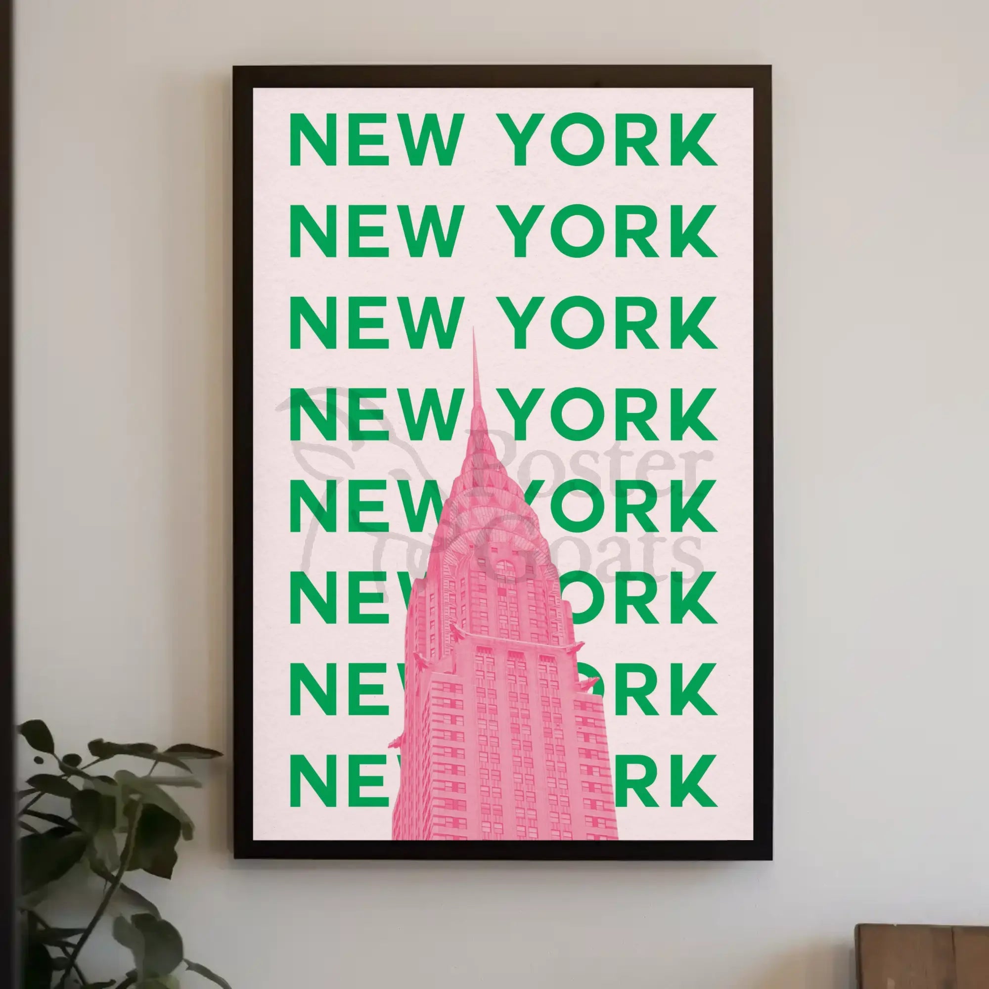 Vibrant Chrysler Building in Pink Travel Poster PosterGoat