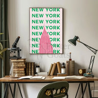Vibrant Chrysler Building in Pink Travel Poster PosterGoat