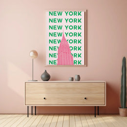 Vibrant Chrysler Building in Pink Travel Poster PosterGoat
