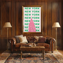Vibrant Chrysler Building in Pink Travel Poster PosterGoat