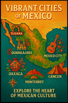 Vibrant Cities of Mexico Poster PosterGoat