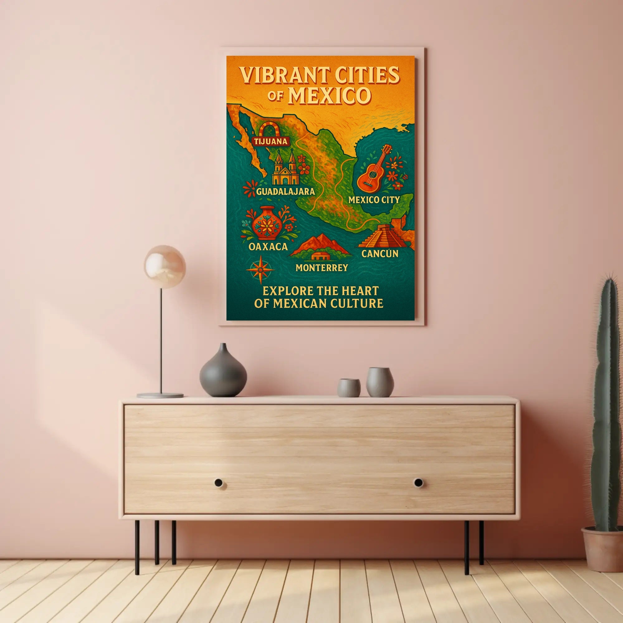 Vibrant Cities of Mexico Poster PosterGoat