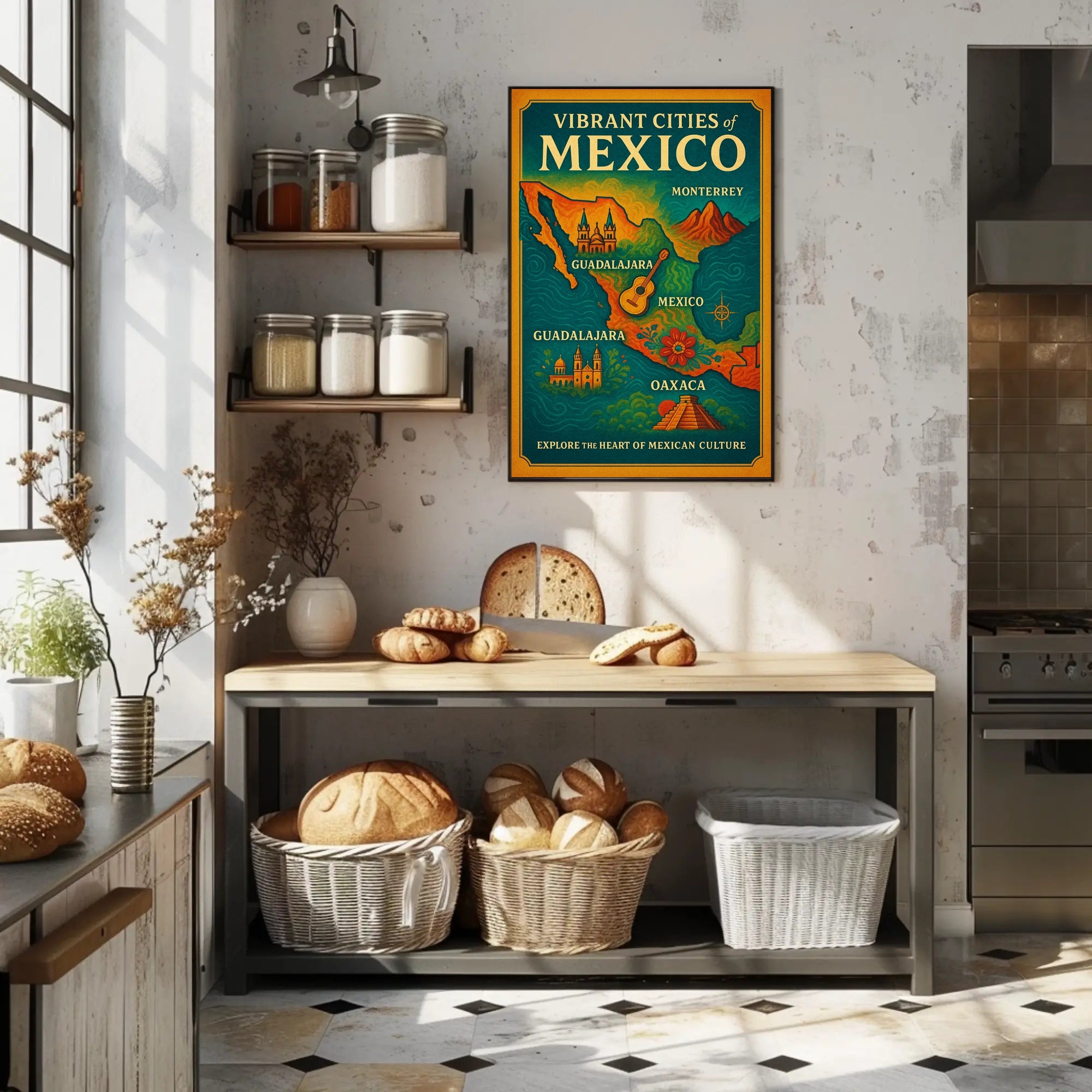 Vibrant Cities of Mexico Poster PosterGoat