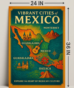 Vibrant Cities of Mexico Poster PosterGoat