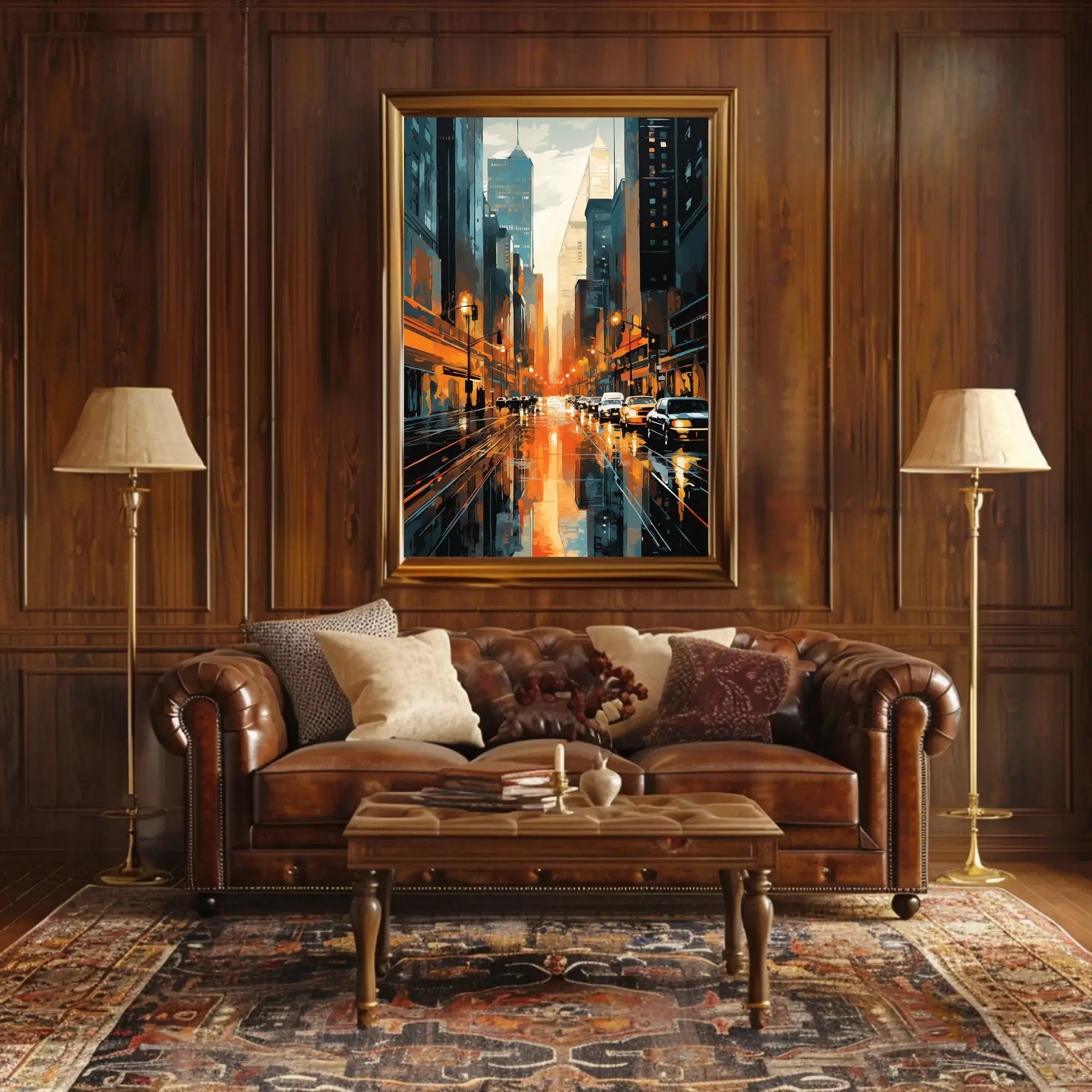 Vibrant Cityscape Reflections: Modern Urban Travel Poster PosterGoat