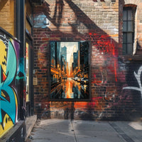 Vibrant Cityscape Reflections: Modern Urban Travel Poster PosterGoat