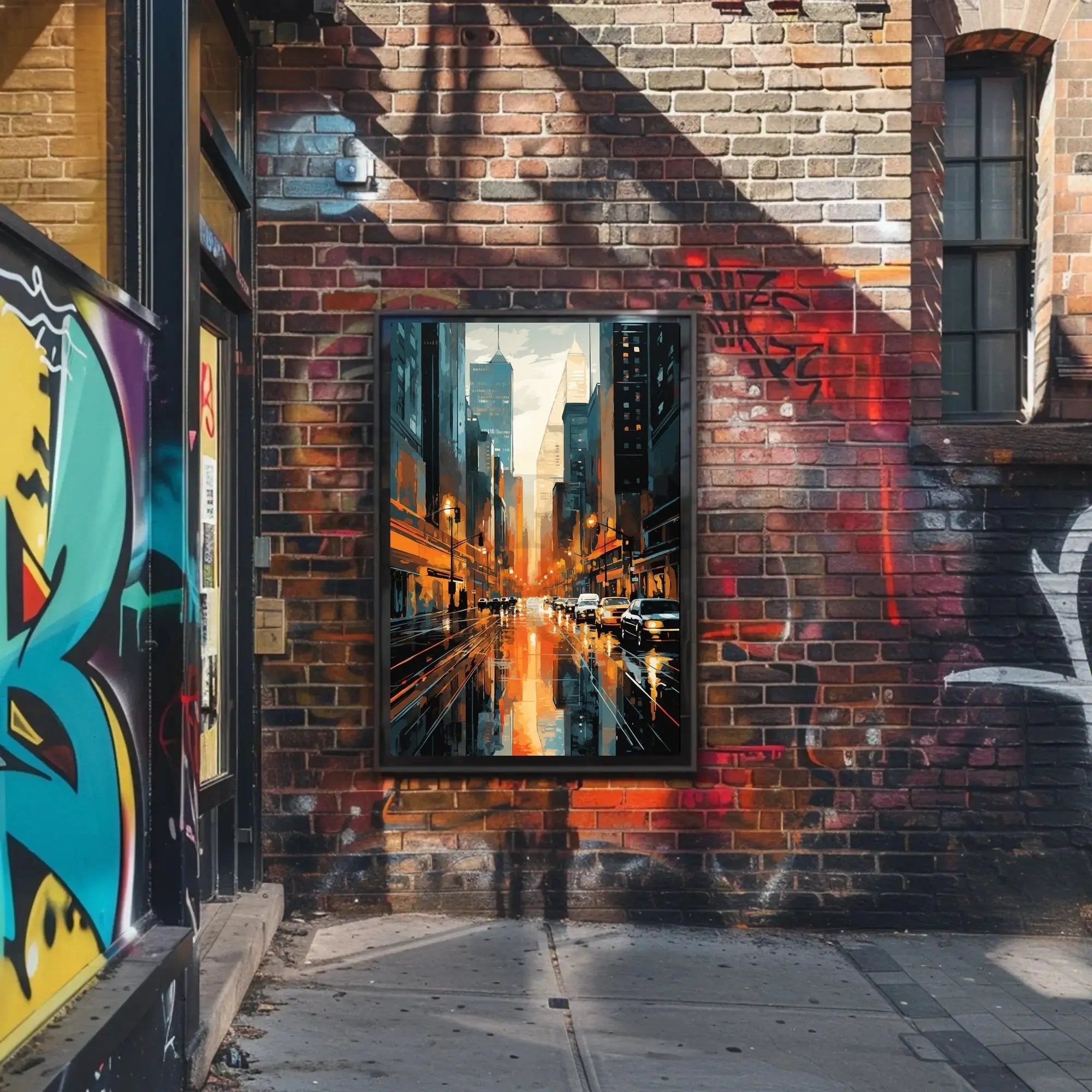 Vibrant Cityscape Reflections: Modern Urban Travel Poster PosterGoat