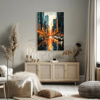 Vibrant Cityscape Reflections: Modern Urban Travel Poster PosterGoat